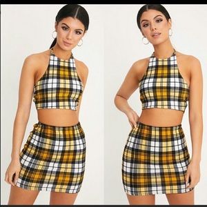 Pretty Little Thing Plaid Two-piece Set NWOT